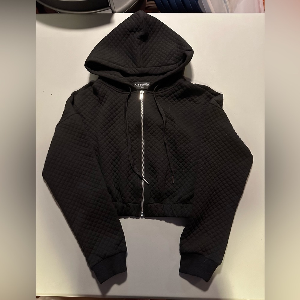 Kittenish Savage Not Sorry Quilted Cropped Zip Up